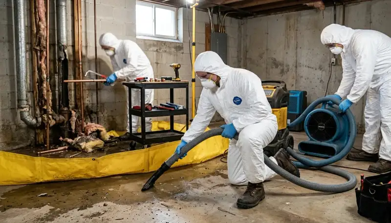 Burst pipe water damage cleanup in Conroe, TX home by professional restoration team