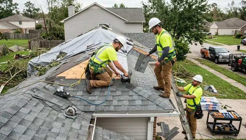Storm damage restoration team in Conroe, TX handling water damage cleanup and repairs