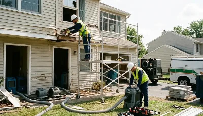 Storm damage restoration for homes in Conroe, TX after roof leaks and flooding
