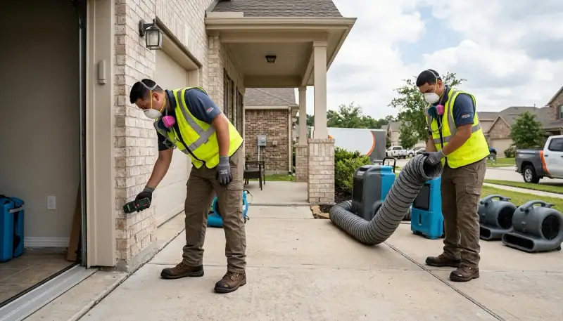 Water damage restoration team serving Conroe, TX for emergency cleanup and drying