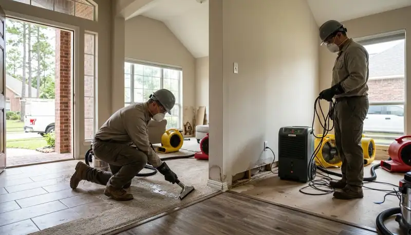 Water damage restoration team serving Conroe, TX for emergency cleanup and repair