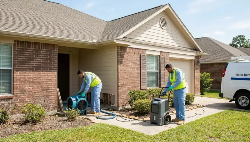 Water damage restoration team serving Conroe, TX with professional cleanup and drying services
