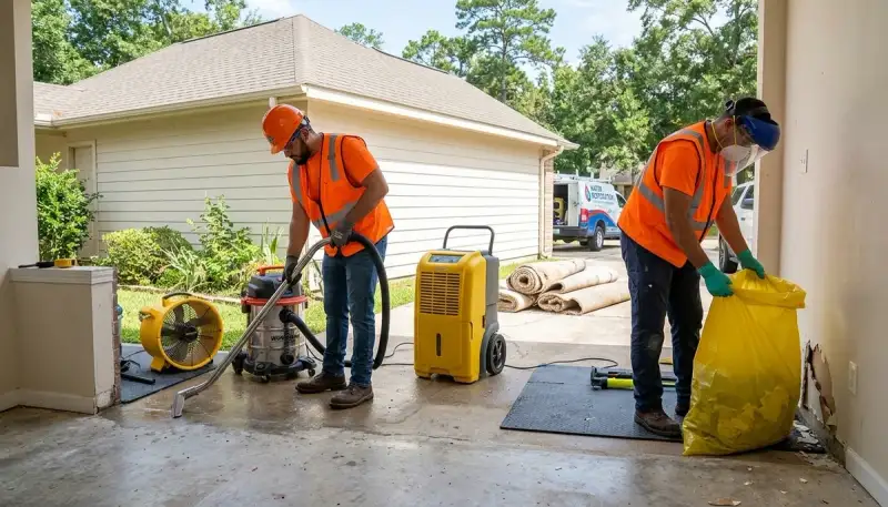 Water damage restoration team serving Conroe, TX for emergency water cleanup and repairs