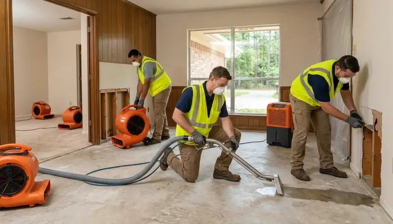 Water damage restoration team serving Conroe, TX for fast water cleanup and repairs