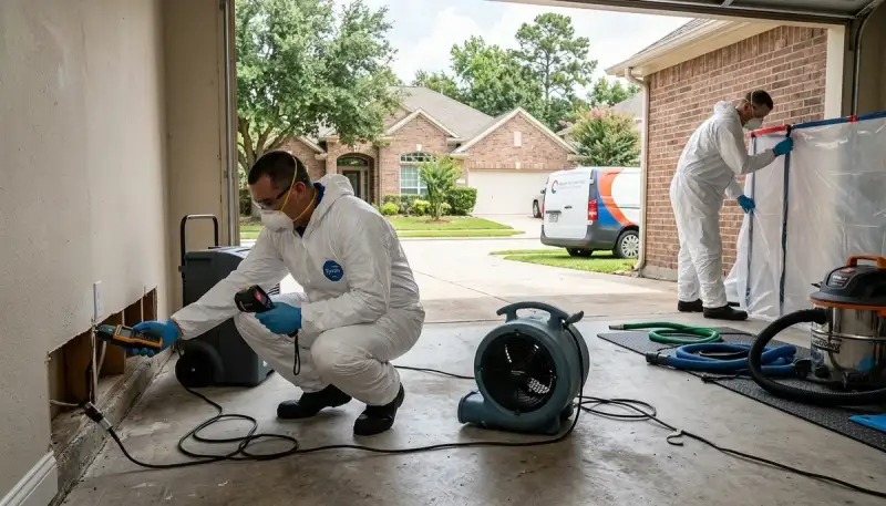 Water damage restoration team in Conroe, TX providing fast water extraction and cleanup