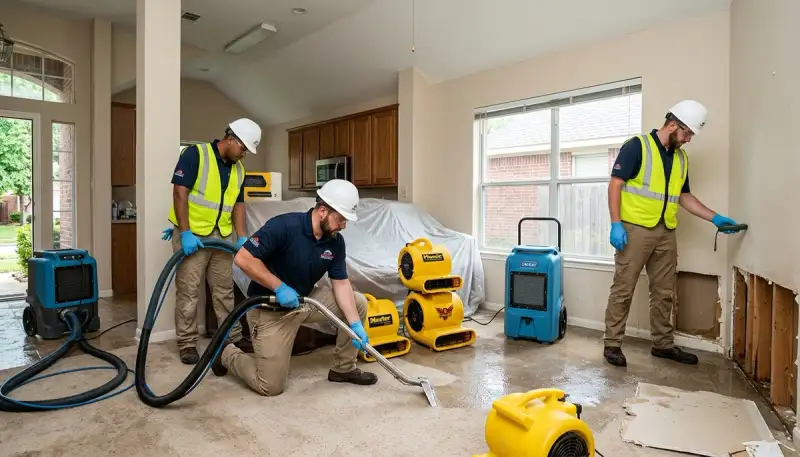 Water damage restoration team serving Conroe, TX for emergency cleanup and repair
